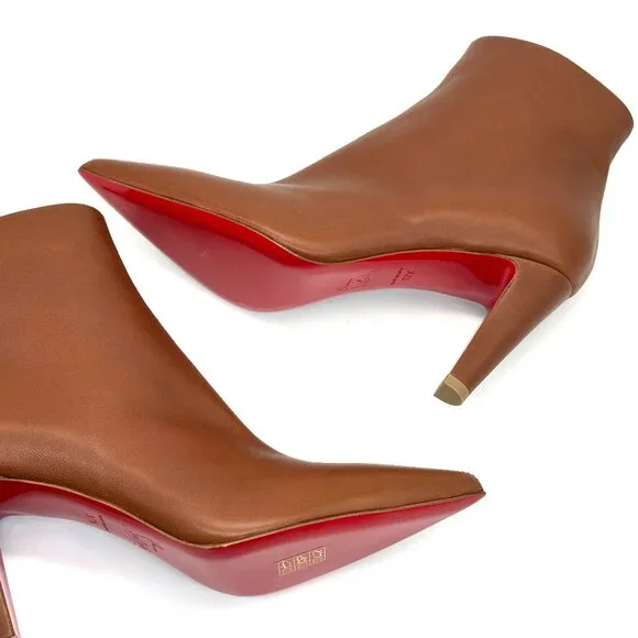 Christian Louboutin VIBELLA BOOTY 85 Leather Ankle Bootie Boots Heels - Picture 13 of 16